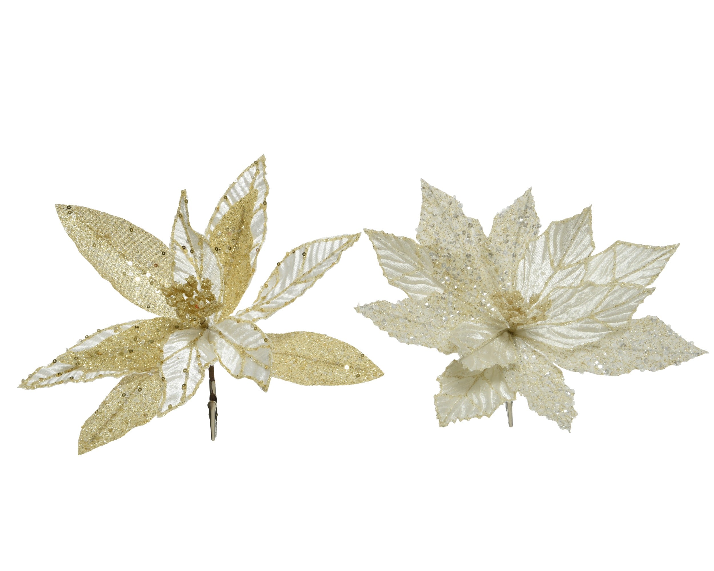 Fiore con clip D 28 cm avorio/oro Peraga Christmas