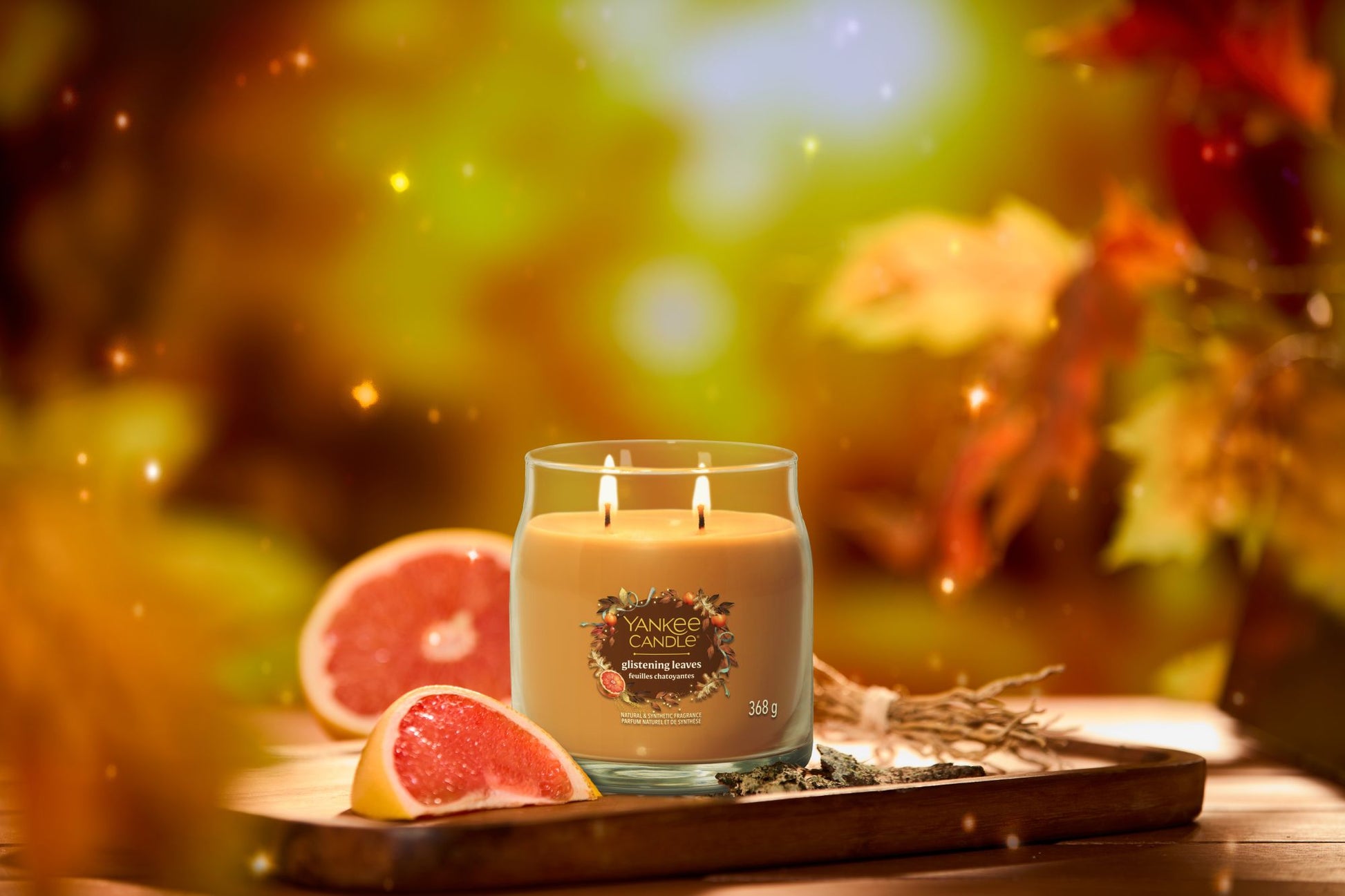 YANKEE CANDLE Giara Media in vetro Signature Glistening Leaves