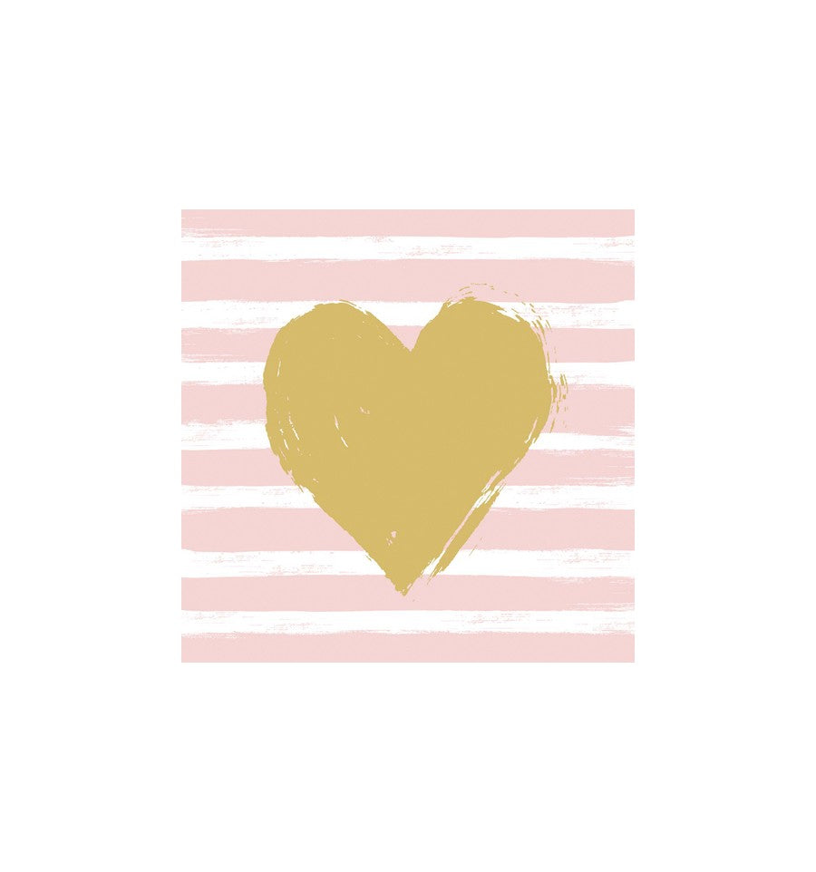 TOVAGLIOLI 16,5x16,5 CM HEART&STRIPES ROSE 20 PEZZI