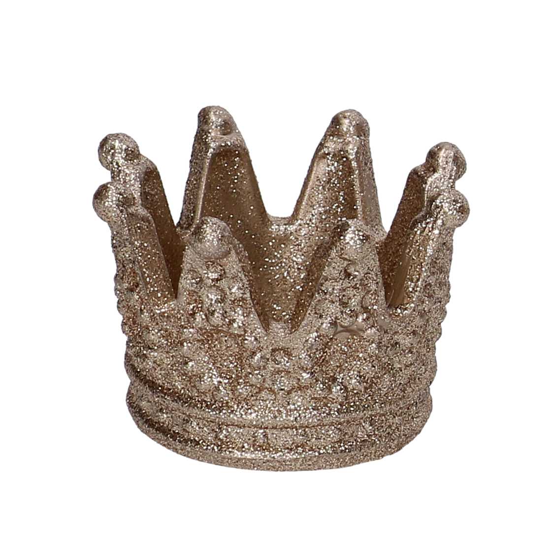 PORTACANDELE IN RESINA CORONA ORO 7X7H5,5CM
