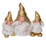 TRIO GNOMI IN CERAMICA ORO 28X13,5H22,5CM