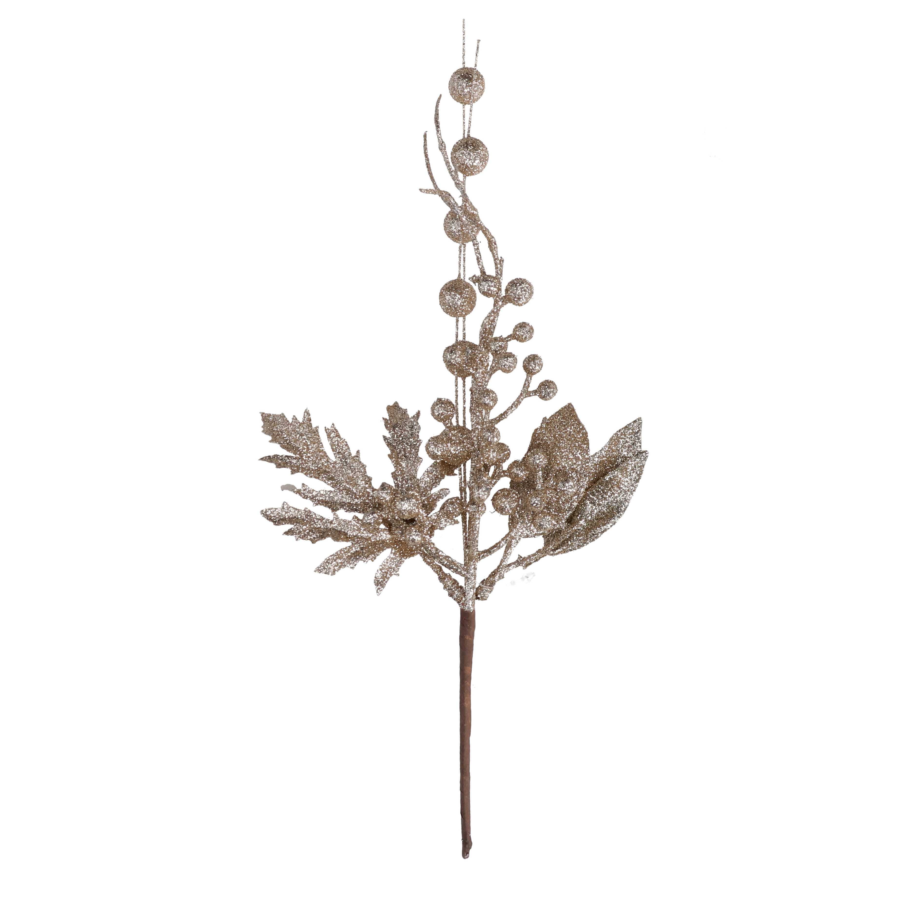 PICK RAMETTO CON BACCHE CHAMPAGNE 33CM