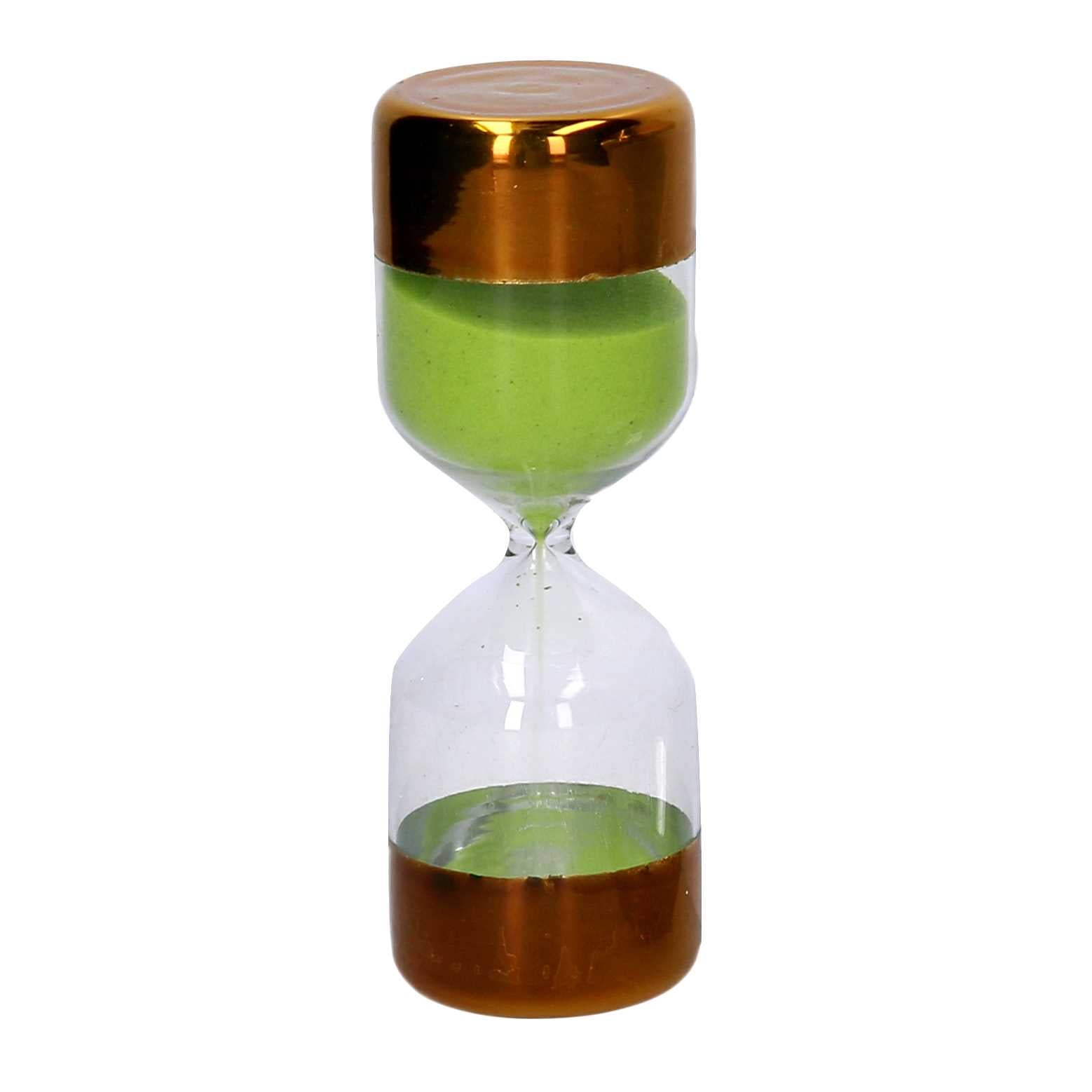 CLESSIDRA IN VETRO ORO/VERDE D.6H15CM