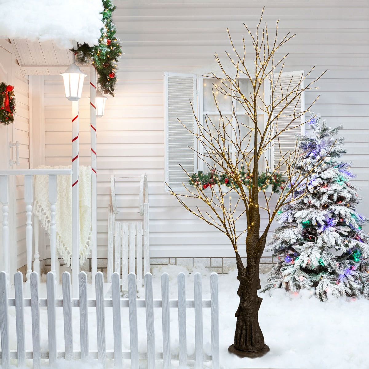 ALBERO LUMINOSO CON 1200 LED BIANCO CALDO H240CM