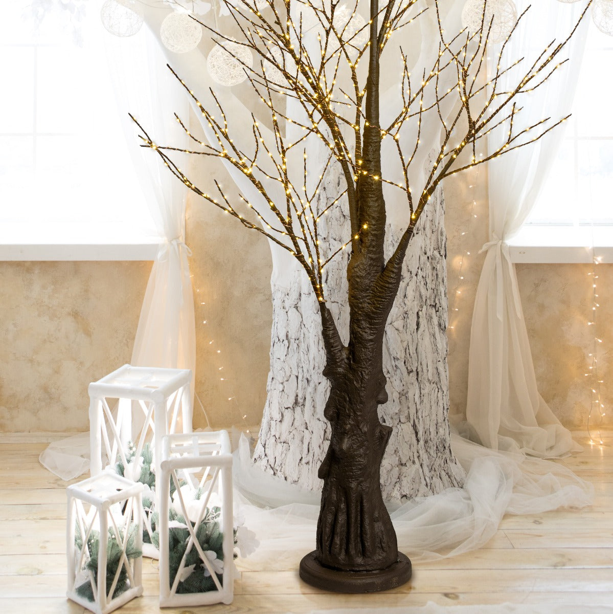 ALBERO LUMINOSO CON 900 LED BIANCO CALDO H210CM