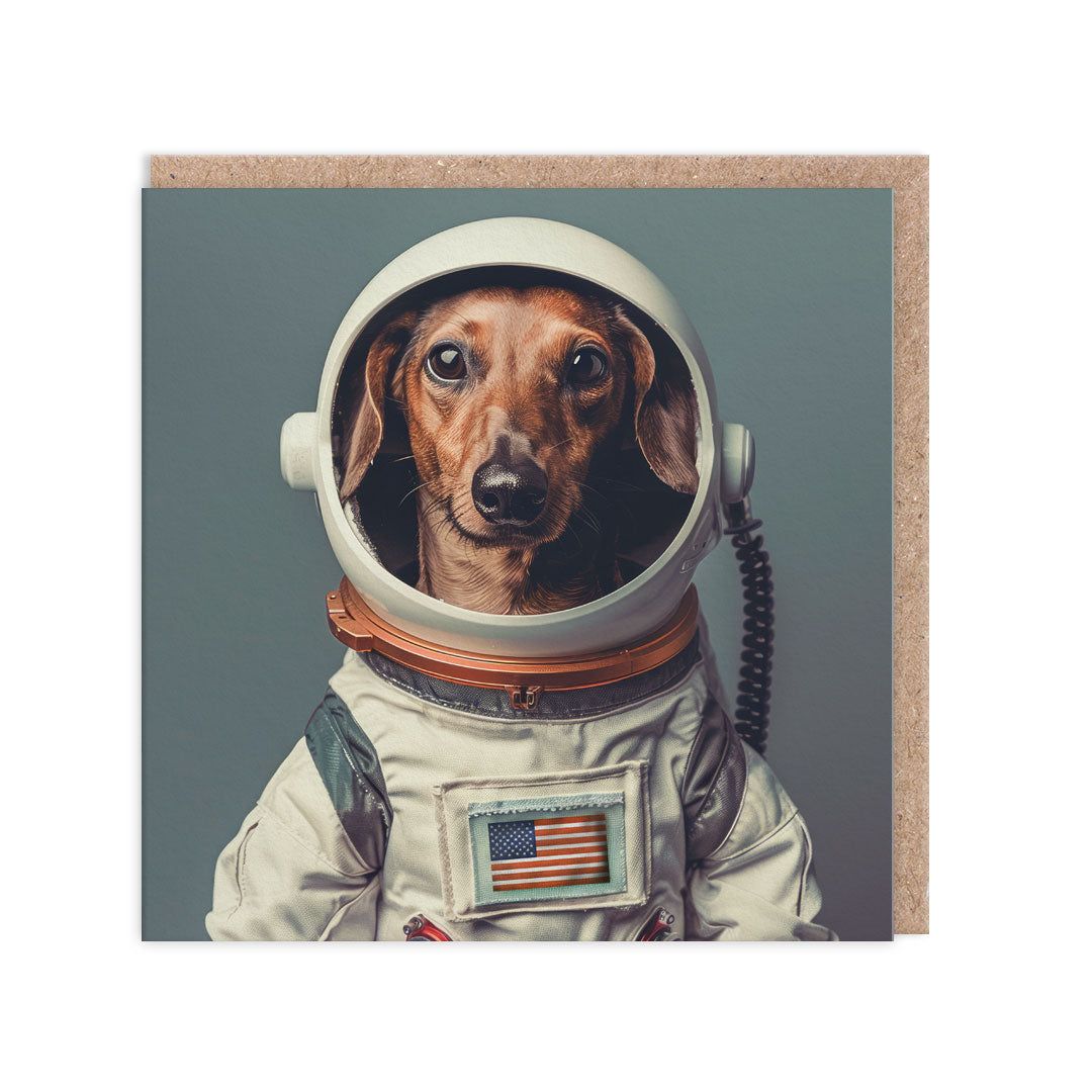 Ohh Deer Biglietto di auguri "Astronaut Dog" (157 x 157 x 1,5 mm), kraft/multicolore