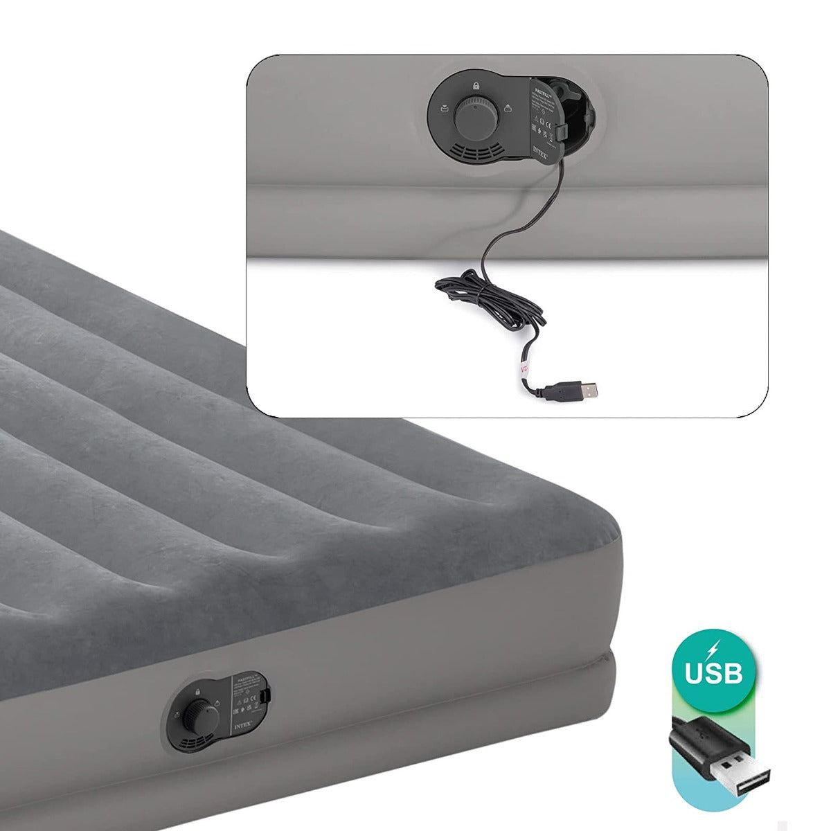 MATERASSO MATRIMONIALE CON POMPA FASTFILL USB 152X203X25 CM