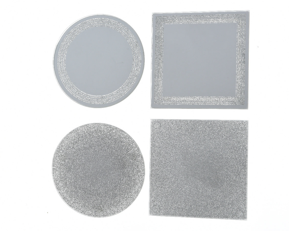SOTTOPIATTO A SPECCHIO GLITTER ARGENTO ASSORTITO