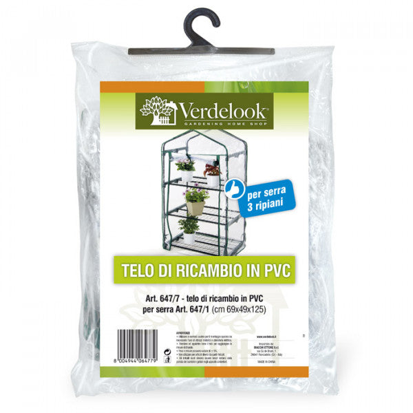 Telo di Ricambio per Serra 3 Ripiani in PVC 69x49x125 cm Verdelook