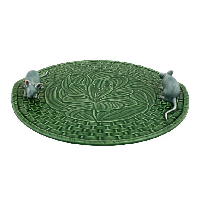 Vassoio da formaggio Lily con topi 31,5 cm verde BORDALLO PINHEIRO - immagine 1