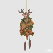Decorazione Orologio a Cucù con Renna H19 Marrone EDG