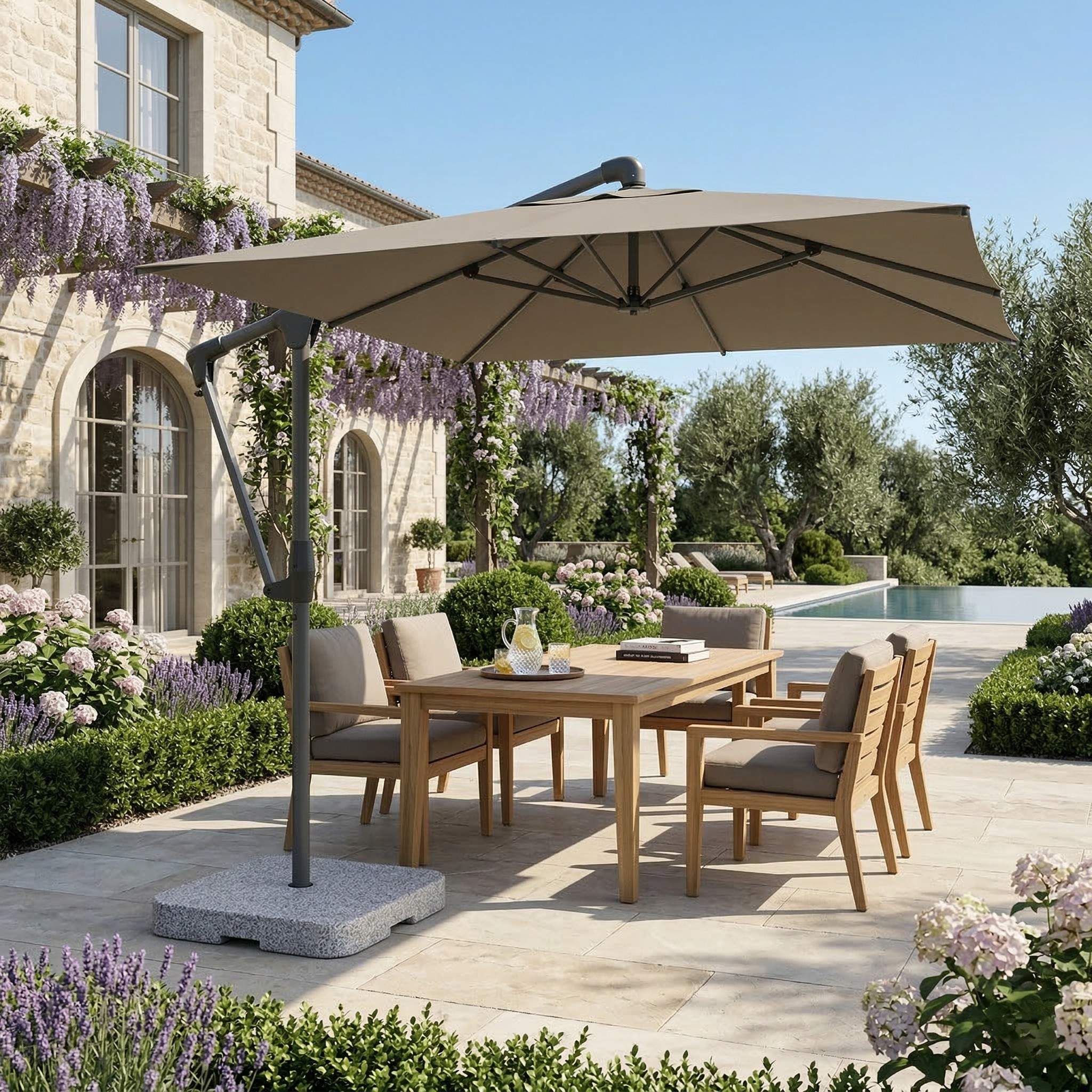 Ombrellone SUNWING Casa 300x240 cm Taupe con base GLATZ