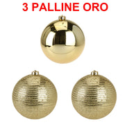 OFFERTA 3 PALLINE ORO 12CM