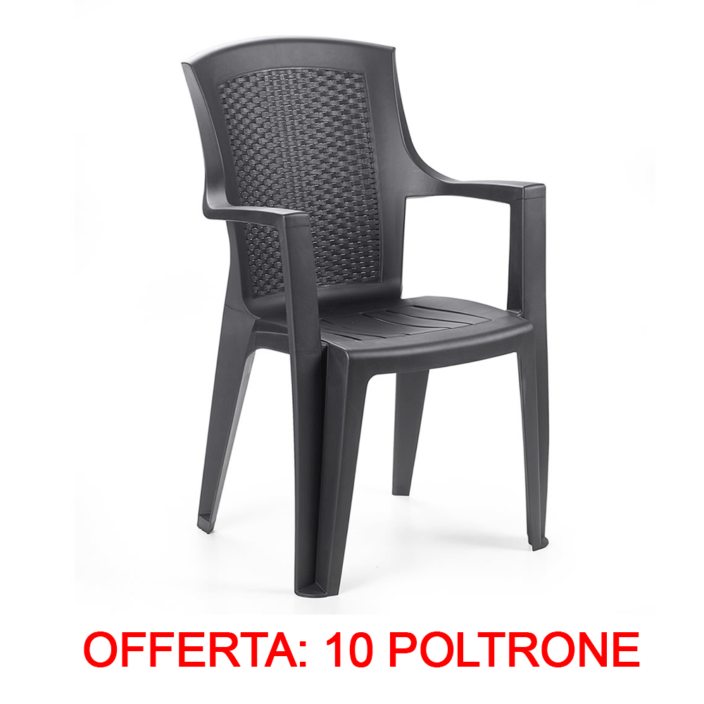 OFFERTA 10 POLTRONE EDEN 60X62X89 CM ANTRACITE