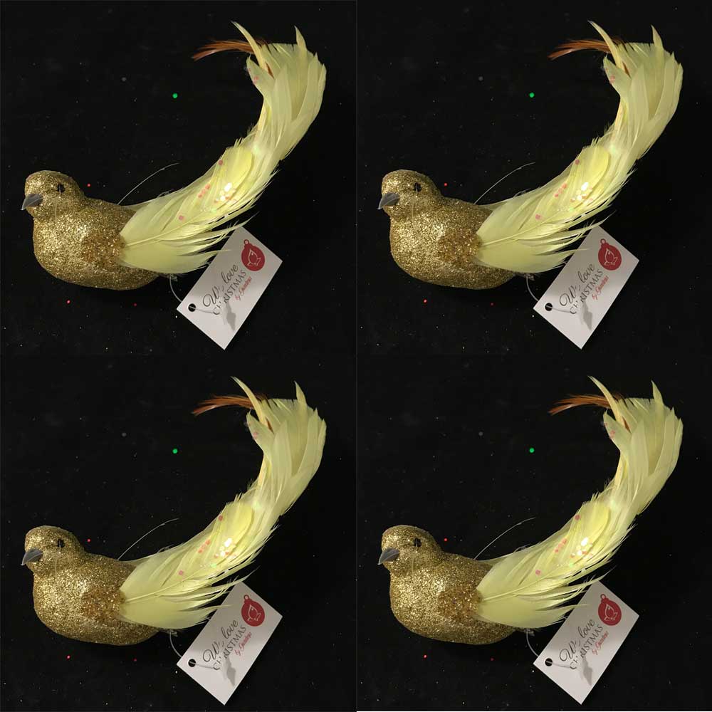 OFFERTA 4 UCCELLINI APPENDIBILI CON CLIP 21CM ORO