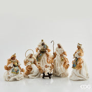 NATIVITÀ IN TESSUTO 28CM ORO/BLU