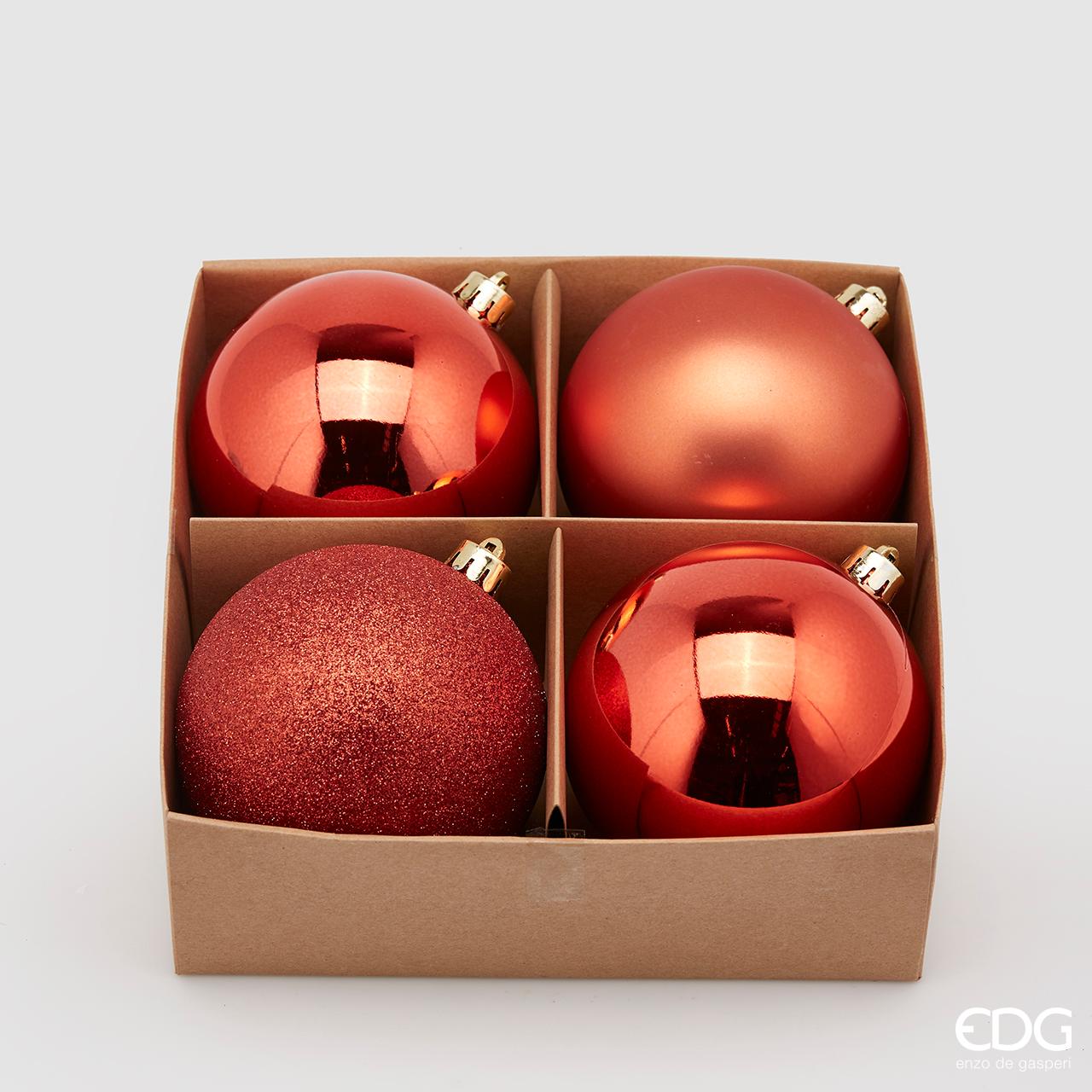 SET 4PZ PALLINE DI NATALE 10CM RUGGINE OPACO/LUCIDO/GLITTER
