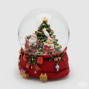 SFERA AD ACQUA BABBO NATALE E RENNA 15X20CM CON CARILLON