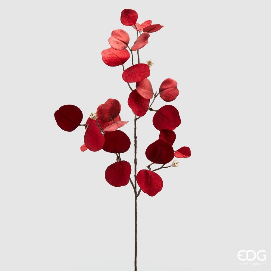 RAMO ARTIFICIALE CON EUCALIPTO ROSSO VELLUTATO 82CM