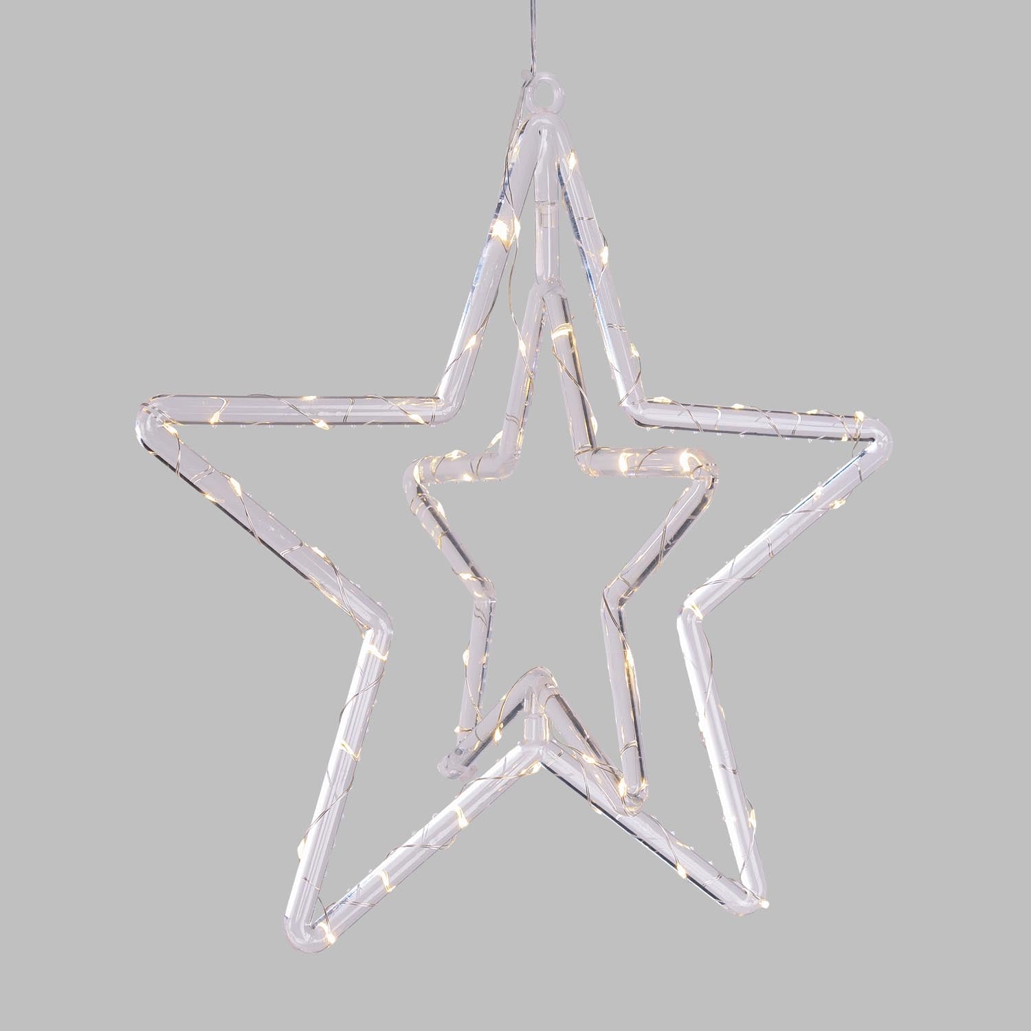 STELLA TRASPARENTE 35X34CM 50 LED BIANCO CALDO A BATTERIA