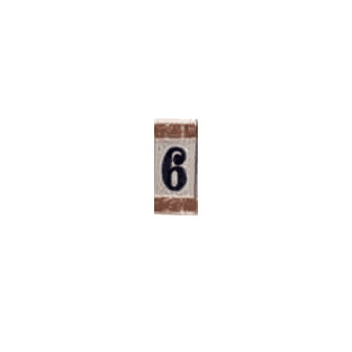 NUMERO DIPINTO 6 IN MATERIALE CERAMICO