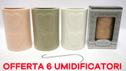 OFFERTA 6 UMIDIFICATORI CON CUORI DECORATI IN CERAMICA PER TERMOSIFONI
