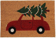MICA Decorations Zerbino in fibra di cocco "Auto" 60x40x1 cm, marrone/rosso