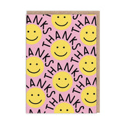 Ohh Deer Biglietto di auguri "Smiley Faces Thank You" A6, rosa/giallo