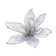 FIORE CON CLIP ARGENTO PER ALBERO DI NATALE 20CM