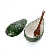Fisura Bowl guacamole in porcellana con coperchio e cucchiaio, 18x10xH10 cm, verde
