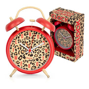 Fisura Sveglia Retrò "Leopardo", 16 cm, Stampa Leopardata / Rossa