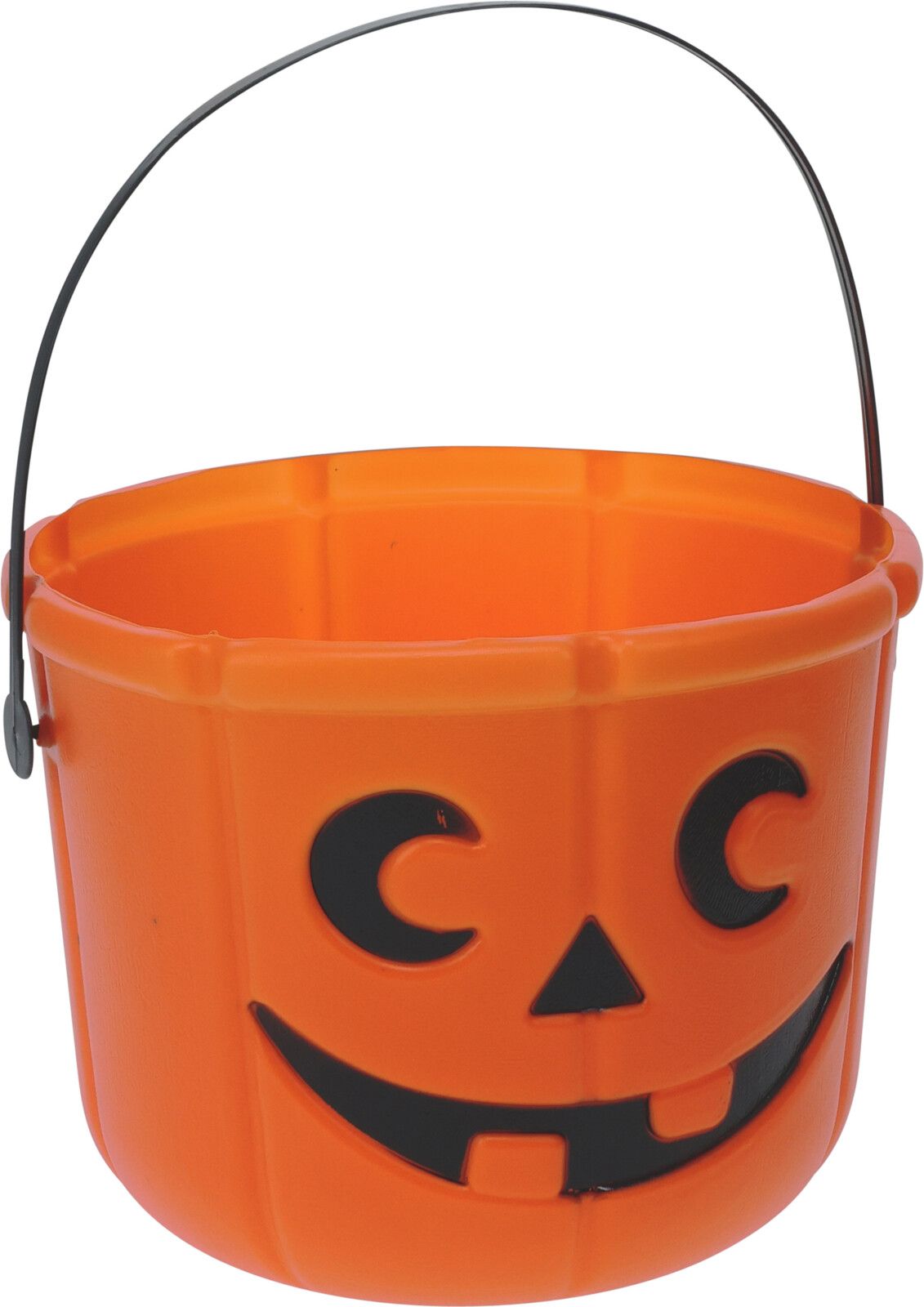 Secchio a forma di zucca, diametro 18 cm, altezza 14 cm, colore arancione