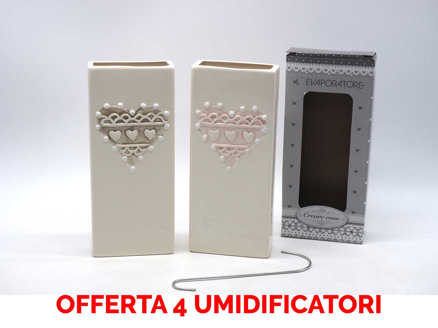 OFFERTA 4 UMIDIFICATORI IN CERAMICA CON CUORE PER TERMOSIFONI
