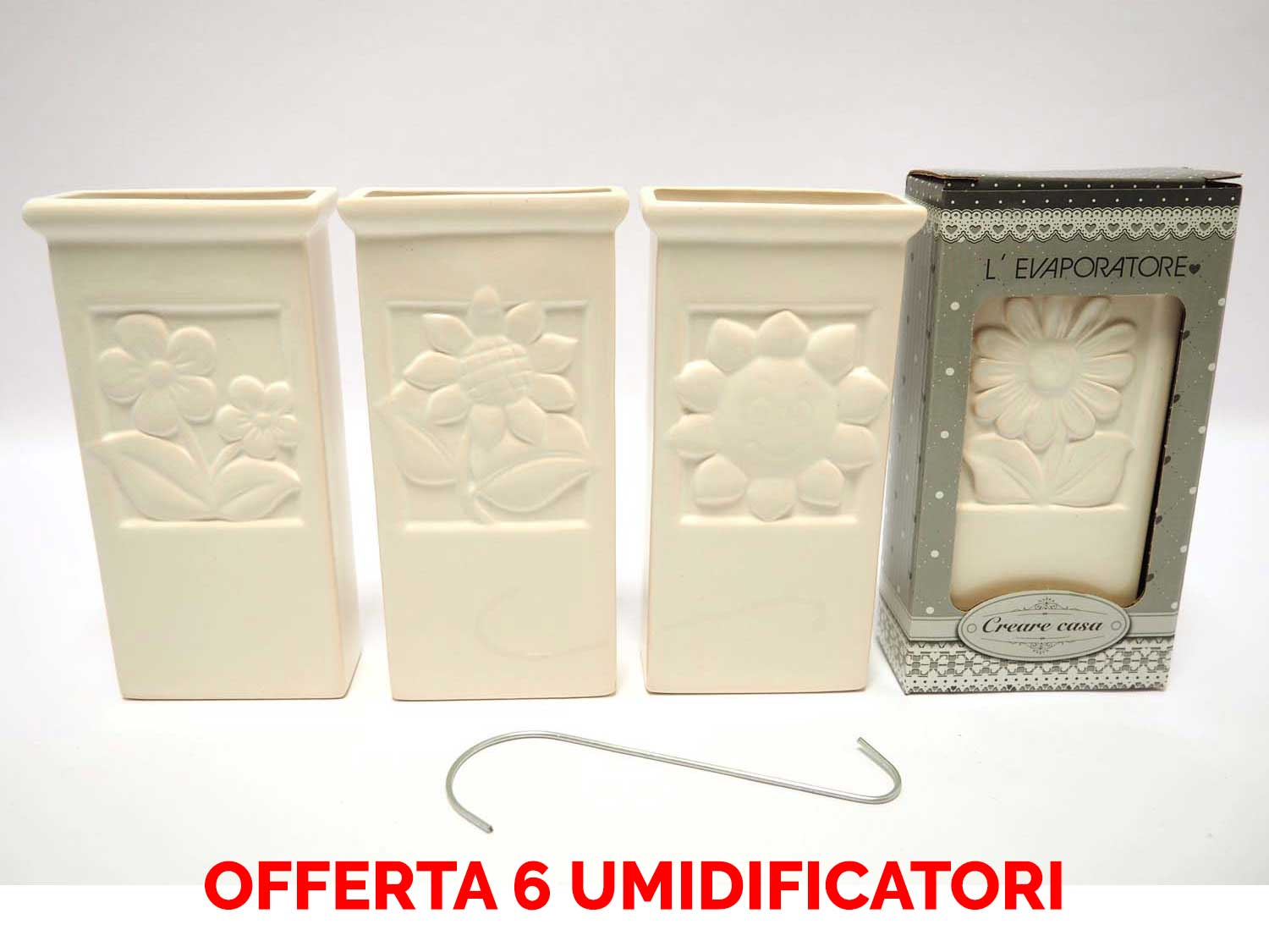 OFFERTA 6 UMIDIFICATORI IN CERAMICA CON FIORI PER TERMOSIFONI