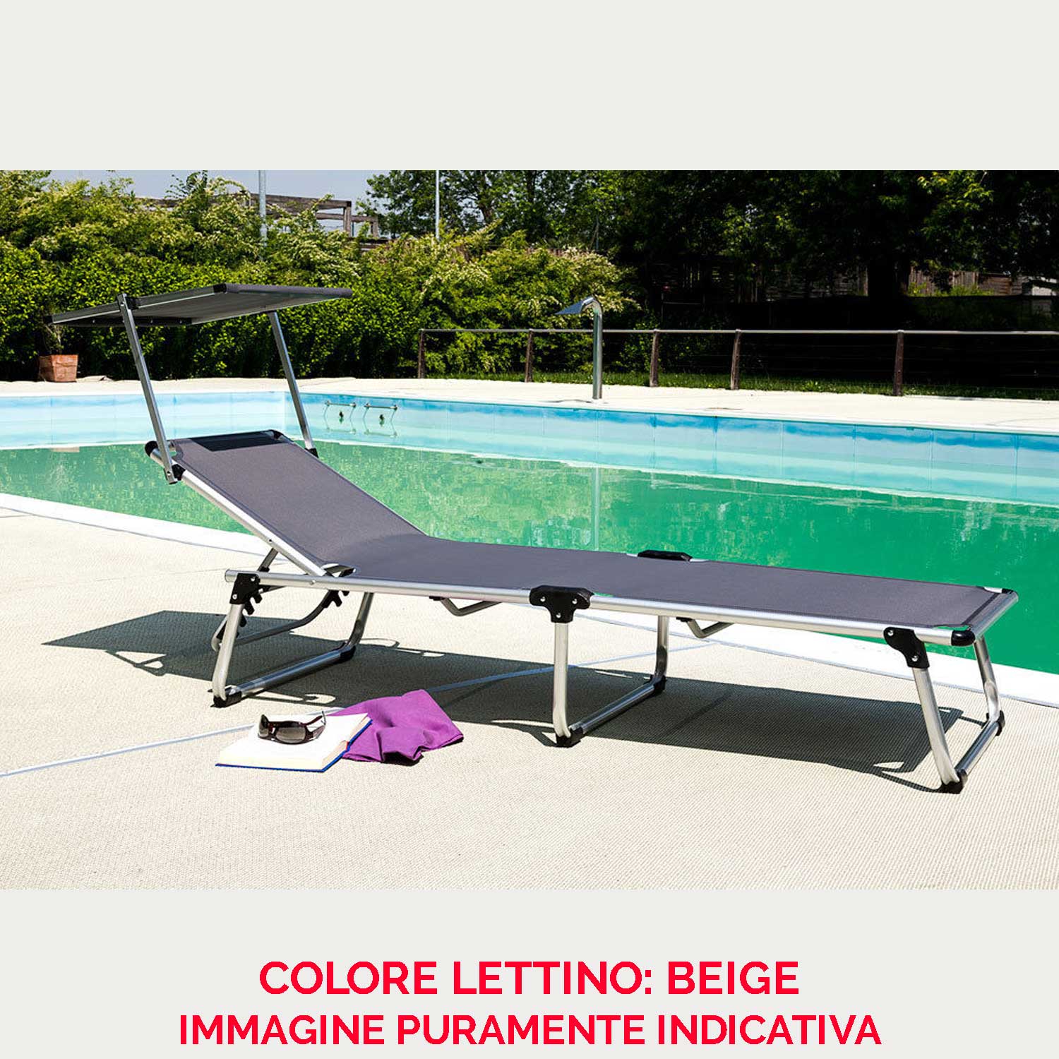 LETTINO DA SPIAGGIA CON PARASOLE 193X67X32 CM COLORE A SCELTA
