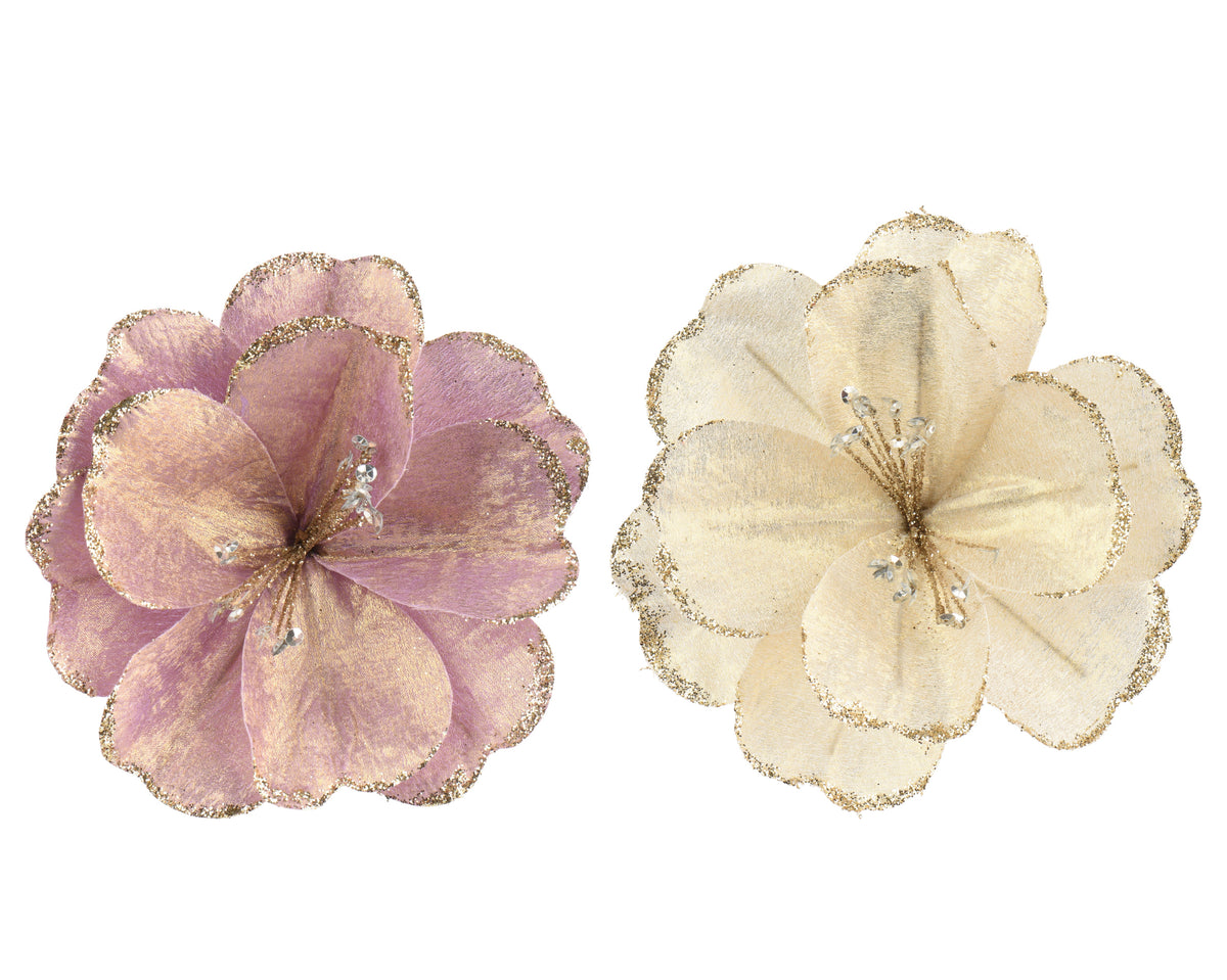 Fiore decorativo con glitter e paillettes D 14 cm colori modello assortito Peraga Christmas