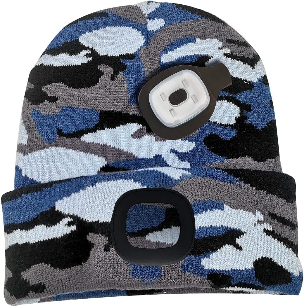 CAPPELLO IN STOFFA CON LUCE LED BLU FANTASIA MILITARE TAGLIA UNICA