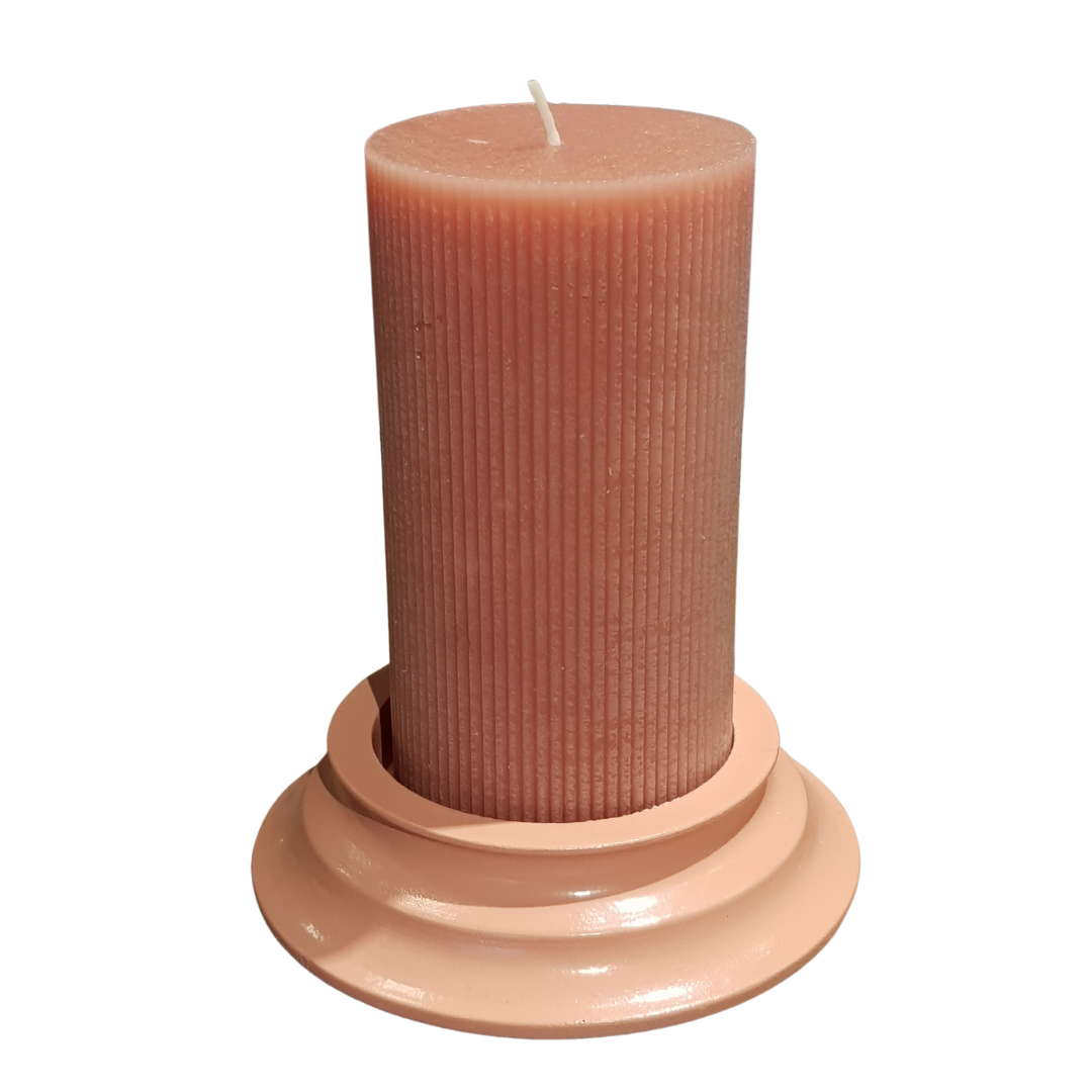 ELEGANTE CANDELA DORICA C/PIATTO D.10X20CM ROSA