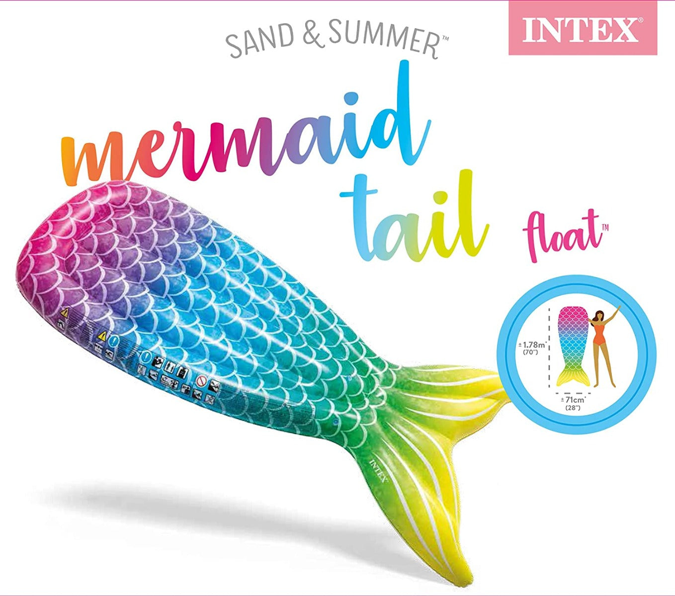 MATERASSINO GONFIABILE SIRENA MULTICOLOR 178X71X18CM