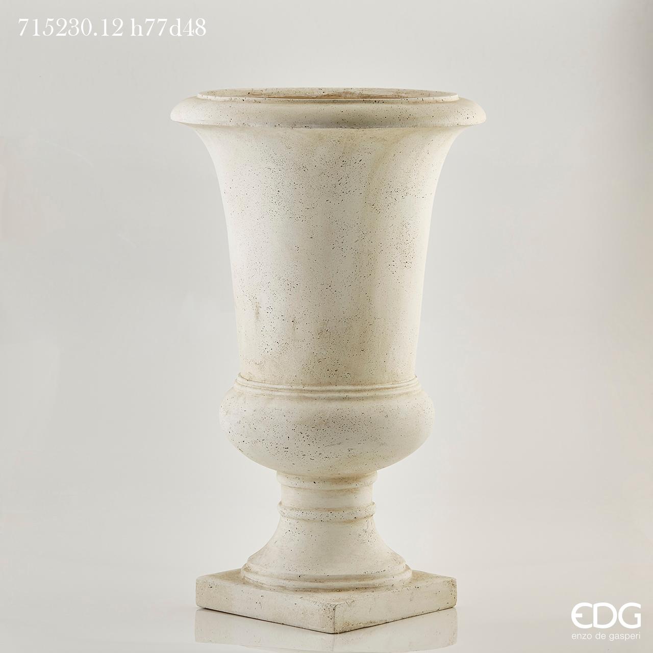VASO COPPA CON BASE 48X77 CM IN RESINA AVORIO
