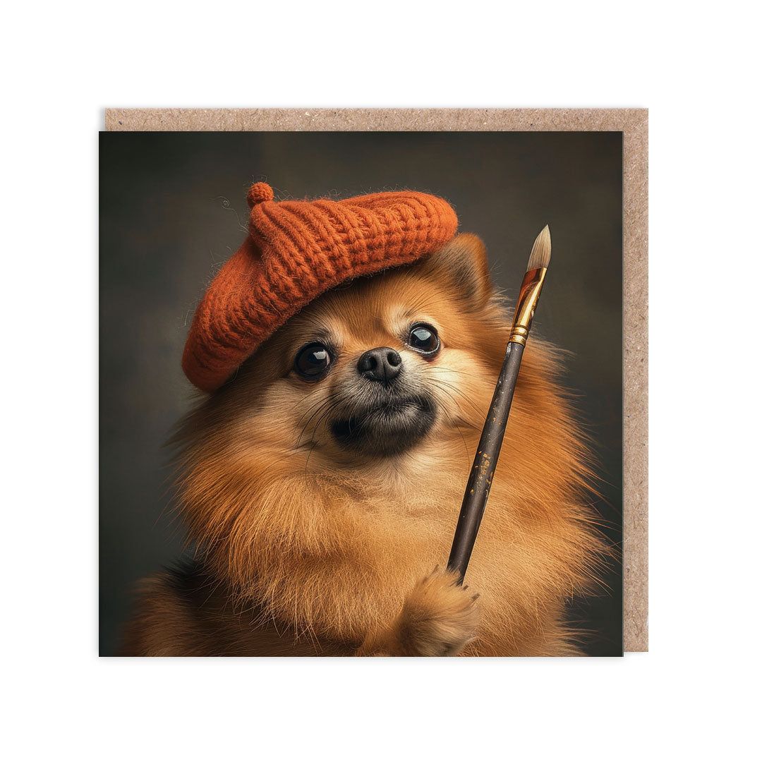 Ohh Deer Biglietto di auguri "Artist Pomeranian" (157 x 157 x 1,5 mm), kraft/multicolore