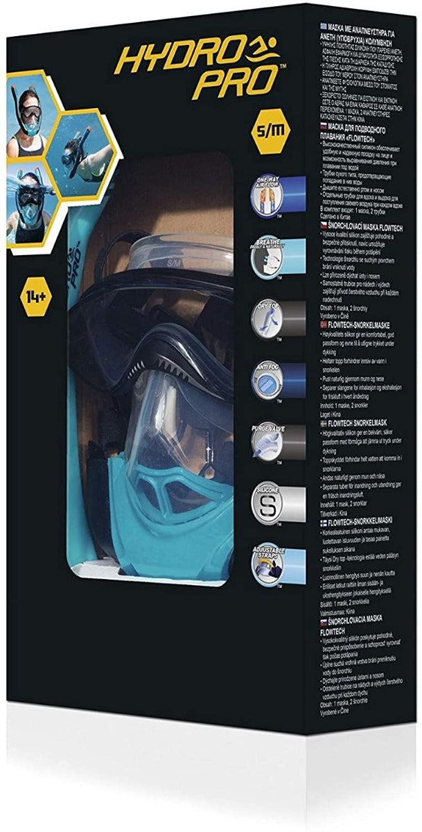 MASCHERA CON BOCCAGLIO DA SNORKELING HYDRO-PRO FLOWTECH S/M