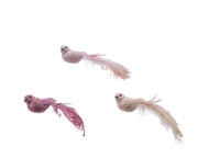 OFFERTA 3 UCCELLINI ROSA CON CODA E CLIP  3,5X16X4CM ASSORTITI