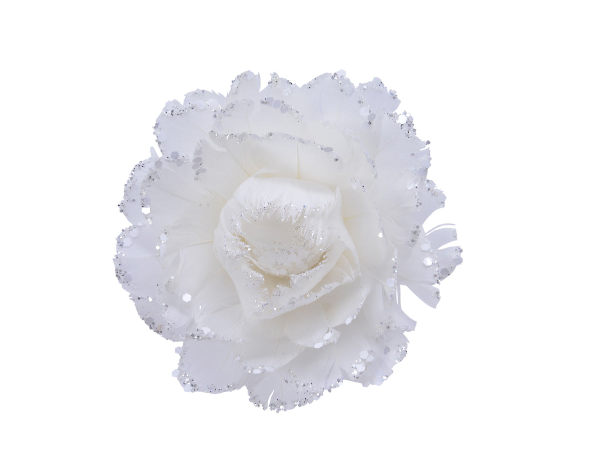 FIORE CON CLIP BIANCO 11X5CM