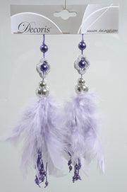 PENDAGLIO NATALIZIO CON PIUME VIOLA 2PZ
