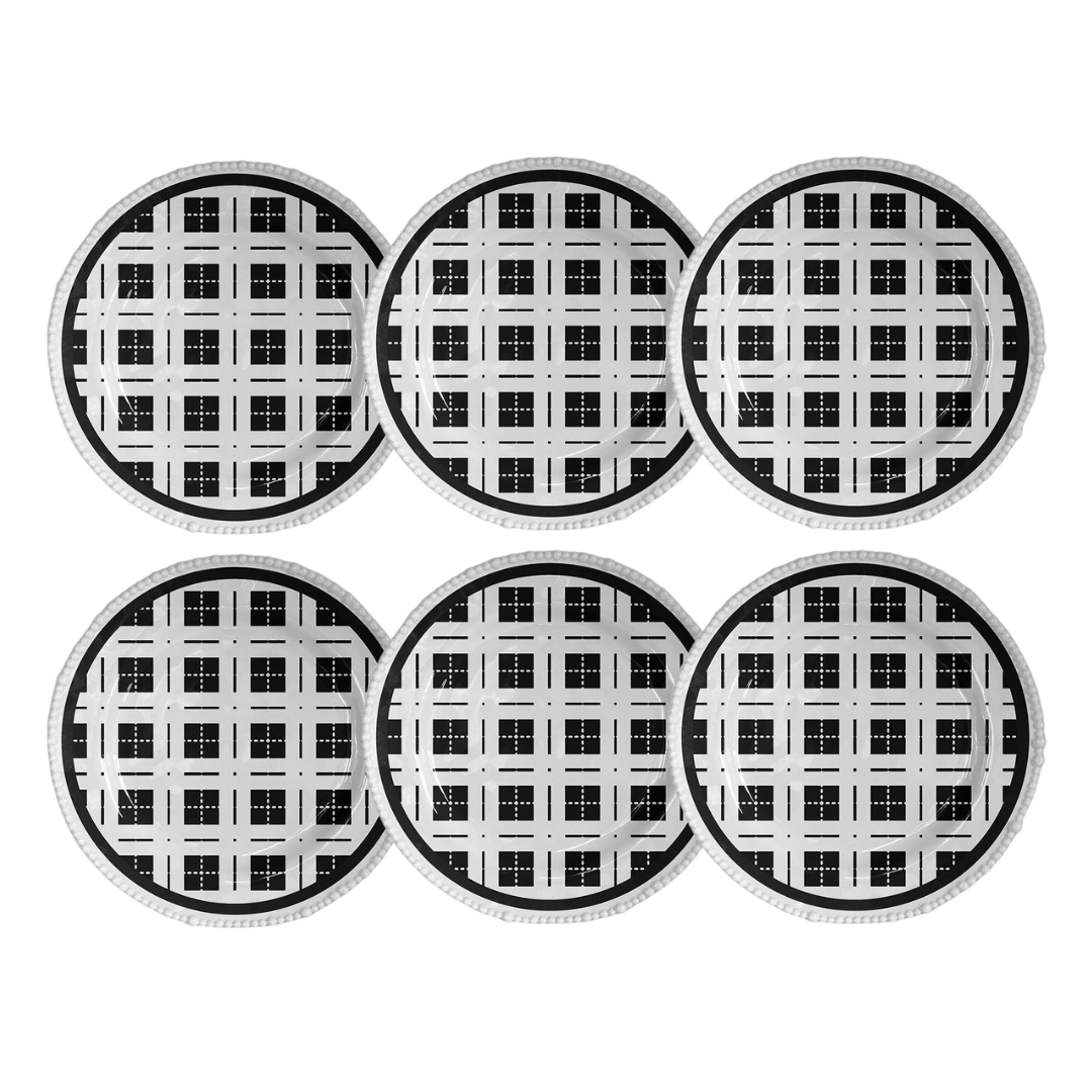 6 PIATTI DA FRUTTA BIANCO E NERO OPTICAL