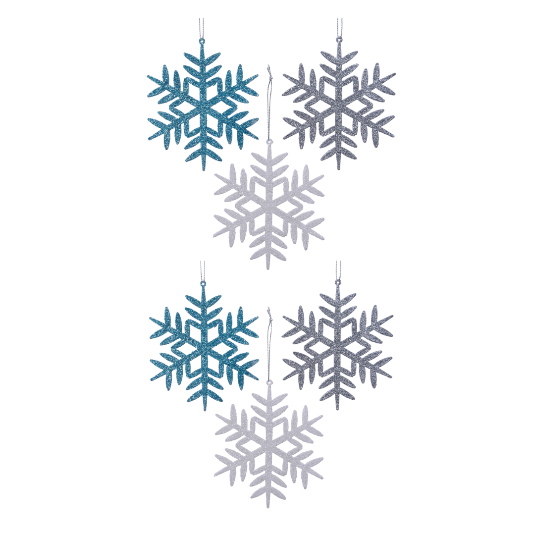 OFFERTA 6 FIOCCHI DI NEVE APPENDIBILE D.10,5CM COLORE ASSORTITO