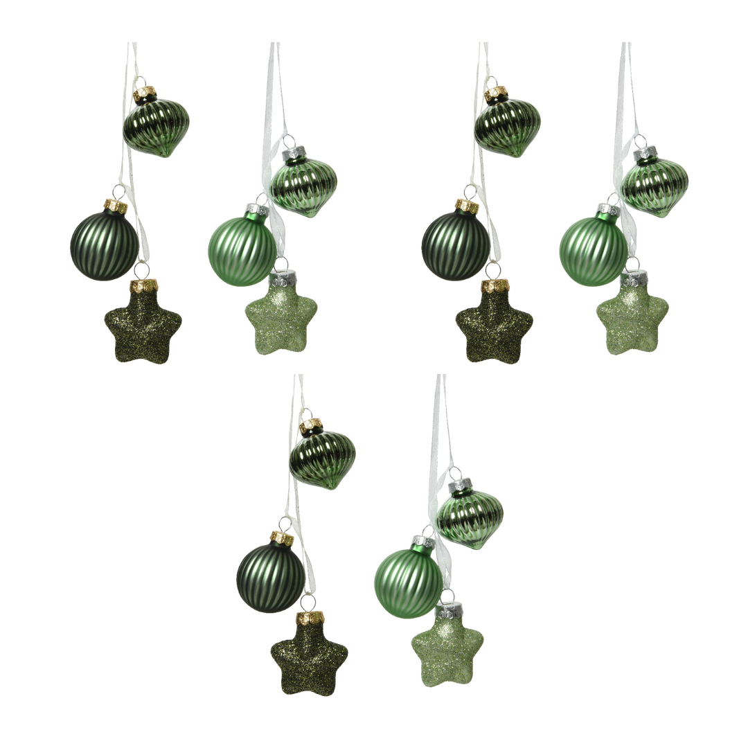 OFFERTA 6 DECORAZIONI DA APPENDERE ASSORTITA H.11.50 VERDE