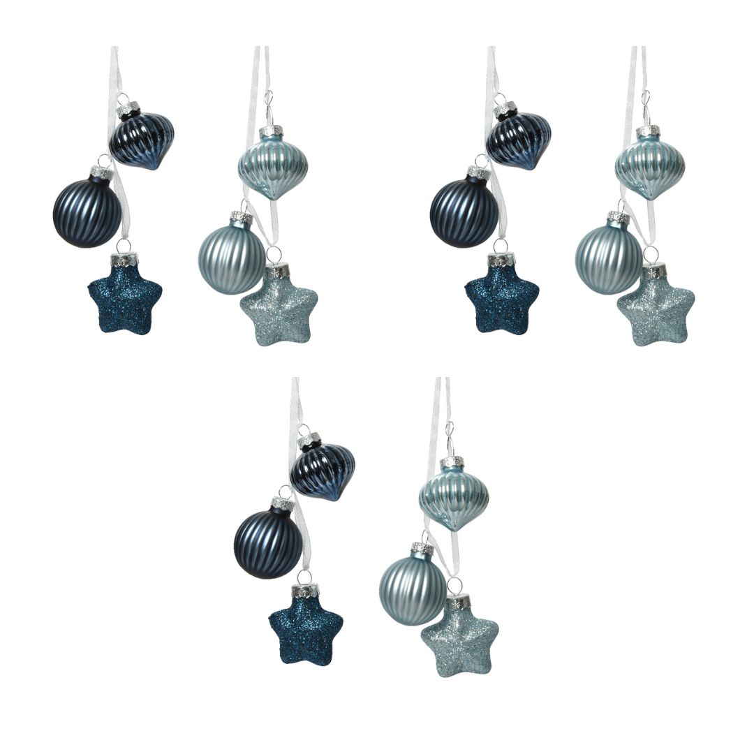 OFFERTA 6 DECORAZIONI DA APPENDERE ASSORTITA H.11.50 BLU