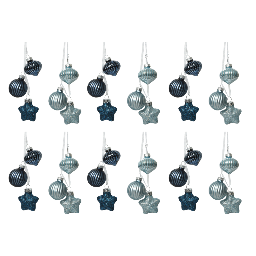 OFFERTA 12 DECORAZIONI DA APPENDERE ASSORTITA H.11.50 BLU